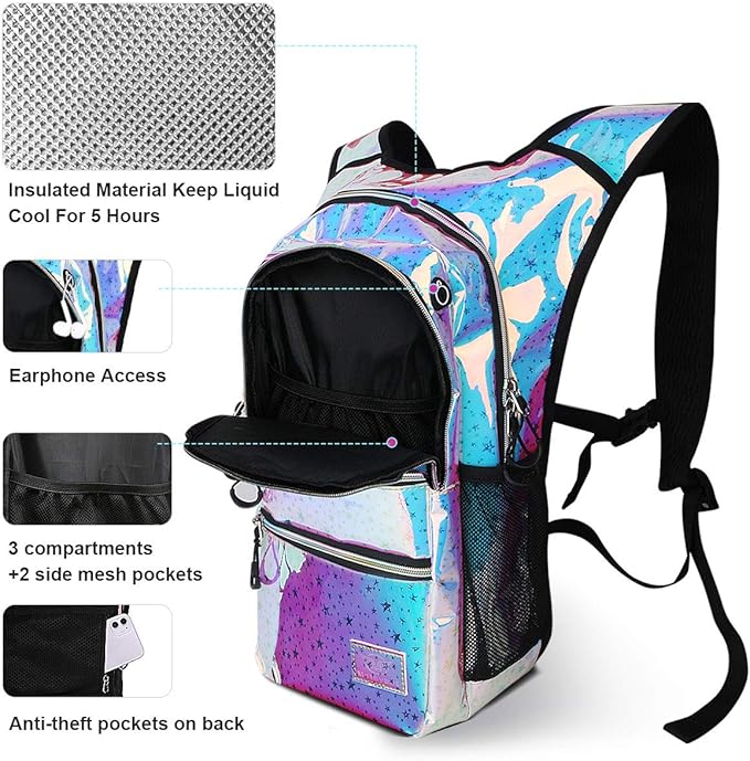Hydration Backpack Pack, Water Backpack 20L Capacities Included 2L Hydration Bladder, Festival Essential - Rave Hydration Pack Hydropack Hydro for Hiking, Festival Gear
