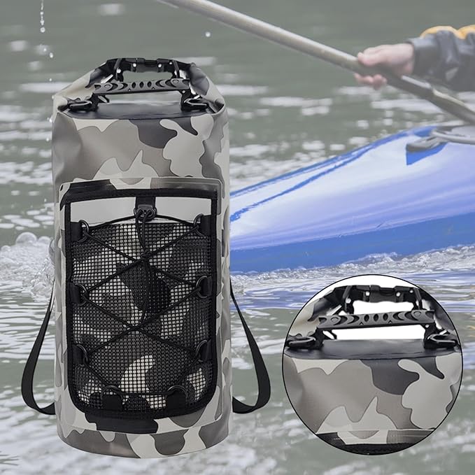 Yiju Waterproof Dry Bag Backpack Durability Lightweight Multifunctional Storage Bag for Travel Boating Camping Hiking, Gray