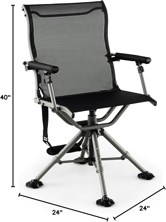 Moccha Swivel Hunting Chair - 360 Degree Camo Blind Chair with All-Terrain Feet Pads, Padded Armrests, Portable Folding Hunting Seat, Silent Hunting Chairs for Blinds, Fishing, Camping