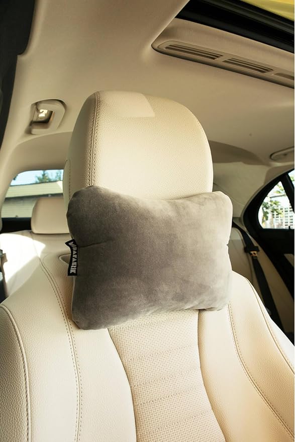 Wear Sierra Car Neck Pillow for Driving Comfort - Soft Microfiber Headrest Cushion with Elastic Strap for Pain Relief and Neck Support - Universal Travel Pillow for Car Seat or SUV