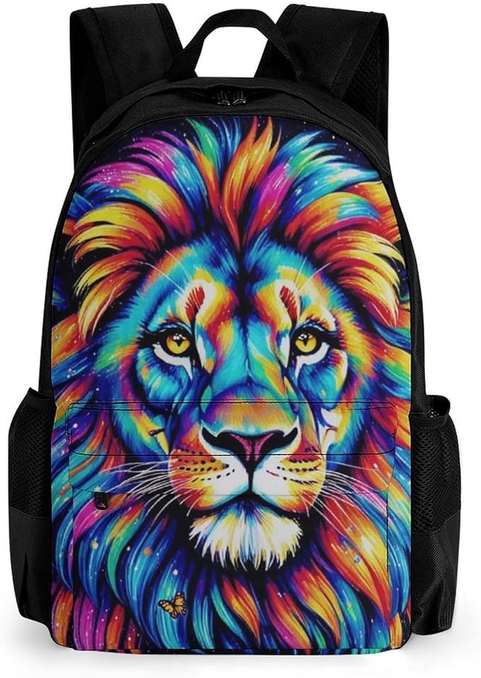 Daypack Backpack Polyester Multipurpose Anti-Theft Galaxy Lion Art Shoulder Bag Big Capacity Gym Outdoor Hiking Backpack With Smooth Zippers