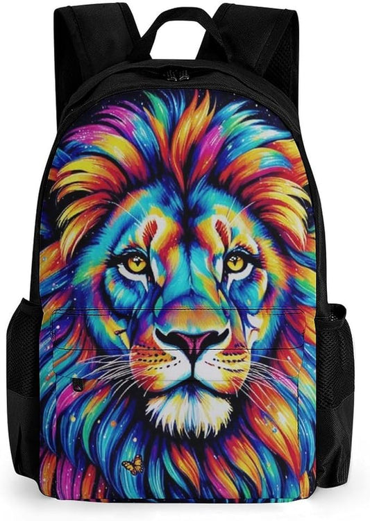 Daypack Backpack Polyester Multipurpose Anti-Theft Galaxy Lion Art Shoulder Bag Big Capacity Gym Outdoor Hiking Backpack With Smooth Zippers