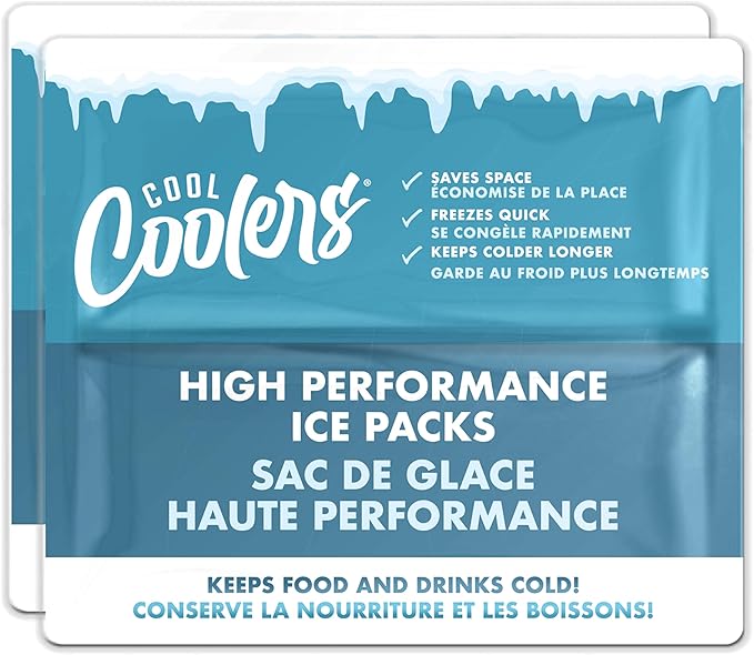 Cool Coolers by Fit & Fresh High Performance Cooler Foil Ice Packs, Puncture Resistant Ice Packs for Coolers and Lunch Bags, Durable and Reusable, Non-Toxic Gel Ice Packs, 2PK