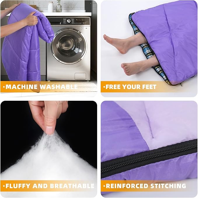 Cotton Flannel Liner Sleeping Bag for Adults Teens Kids, Cold Weather & Warm, 3 Seasons, Lightweight Compact Camping Essentials Equipment, Hiking, Outdoor, Travel