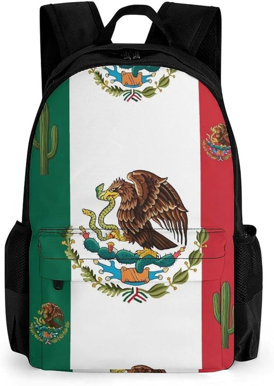 Lightweight Rucksack for Sports Travel Running, Big Capacity Multipurpose Anti-Theft Bookbag, Mexican Flag Art Travel and Sport Backpack Rucksack