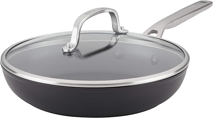 KitchenAid Hard Anodized Induction Nonstick Fry Pan/Skillet with Lid, 10 Inch, Matte Black