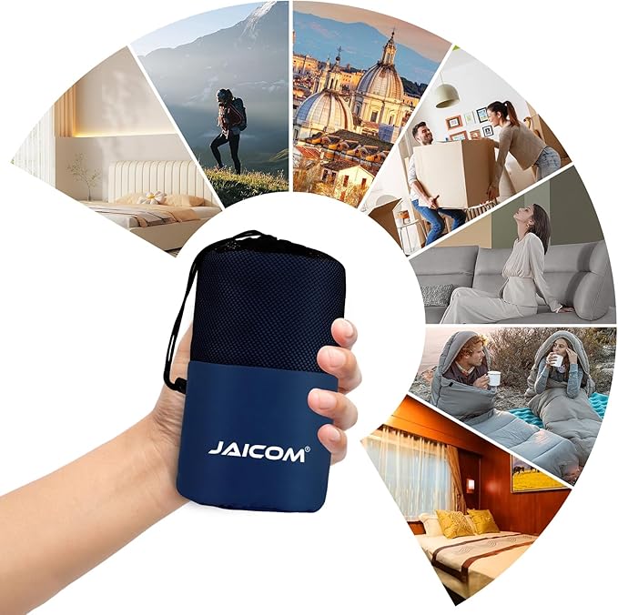 Sleeping Bag Liner, Sleep Sack Travel Sheets, Two-Way-Zipper Expose Feet Separately, Lightweight for Single, Backpacking,Hotels & Hostels, Camping, Travel, Business