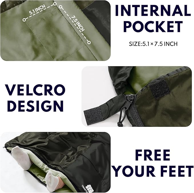 0 Degree XXL Sleeping Bags for Adults Cold Weather,Camping Sleeping Bag with Compression Sack for Winter Hiking, Hunting,Traveling