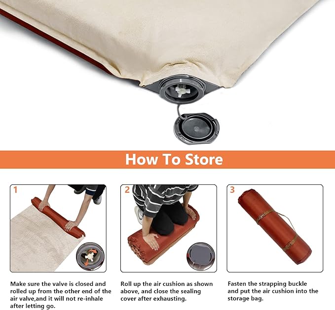 C·WILDYFIELD 4 INCH Thick Self Inflating Sleeping Pad with 9 R Value, Foam Camping Mattress, Ultra Thick Comfort Camping Mattress, Inflatable Foam Camping Pad, Portable Comfortable Sleeping Pad