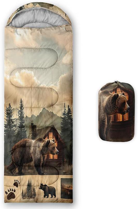 AILONEN Girls Pink Camping Sleeping Bags,Lightweight & Waterproof,3 Season Warm & Cool Weather,Cute Bow Duck Print Sleeping Bags for Kids,Girls,Adults Travelling,Outdoors