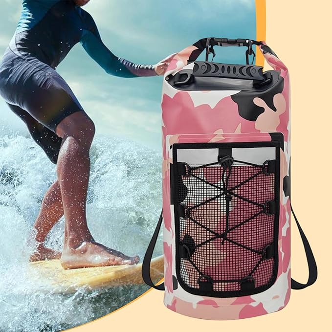 Yiju Waterproof Dry Bag Backpack Durability Lightweight Multifunctional Storage Bag for Travel Boating Camping Hiking, Pink
