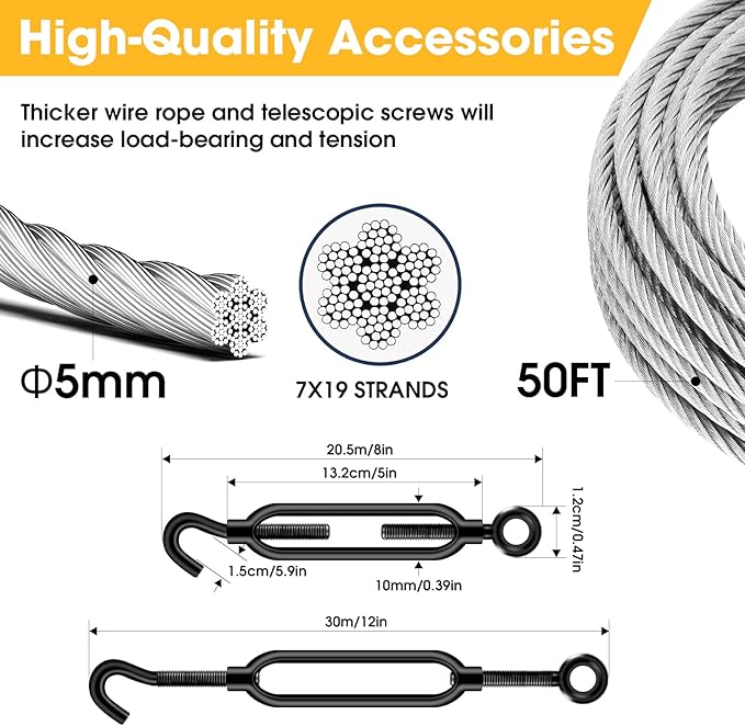 27in 6 Pack Ground Anchors with 3/16" Galvanized Cable Shed Anchor Kit, Trampoline Stakes Anchors High Wind – Ideal for Canopies, Sheds, Car Ports, Swing Sets Gazebo Greenhouse (27 in of 6 Pcs)