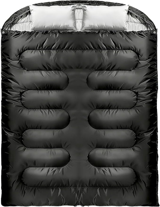 2 Person Sleeping Bag,Double Sleeping Bags for Adults, Large Adult Sleeping Bag with Plush Lining/Backpacking/Extra Large/4 Seasons/Portable/Waterproof/Hiking/Camping/Family Fun Time