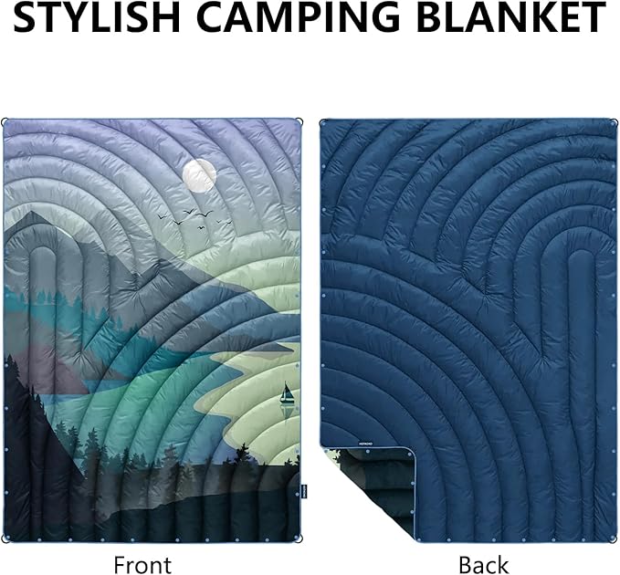 Camping Blanket,Lightweight Puffy Printed Camping Blanket Packable Outdoor Blanket for Camping,Traveling, Stadium, Hiking, Picnics