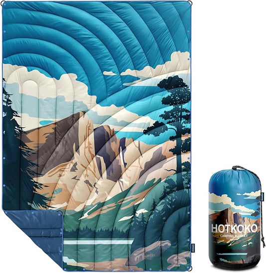 Camping Blanket,Lightweight Puffy Printed Camping Blanket Packable Outdoor Blanket for Camping,Traveling, Stadium, Hiking, Picnics