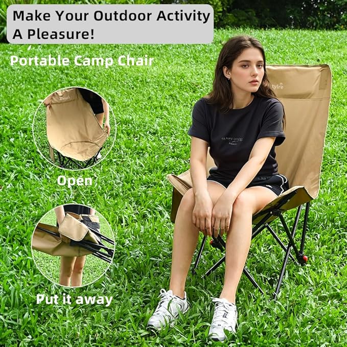 Folding Camping Chair Set of 3, Portable Adjustable Camp Chairs & Black Table, Large Lawn Chair Portable for Adults Hiking, Fishing, Picnic, Outdoor BBQ, Travel, Sports, & Storage Bags