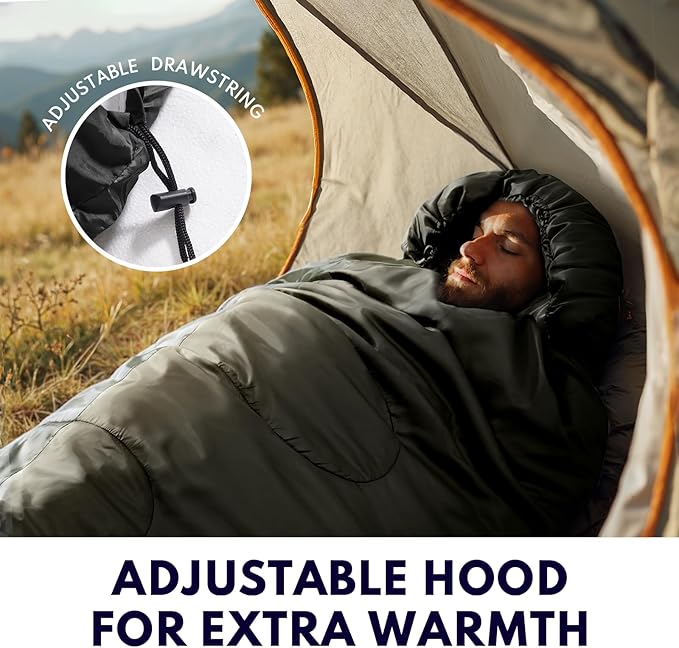 20°F XXL Sleeping Bags for Adults Cold Weather,Camping Sleeping Bag with Compression Sack for Winter Hiking, Hunting,Traveling