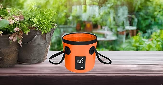 BANCHELLE Collapsible Bucket Water Container Portable Folding Camp Wash Basin for Outdoor Traveling Hiking Fishing Car Washing Gardening Camping (Orange, 20L)