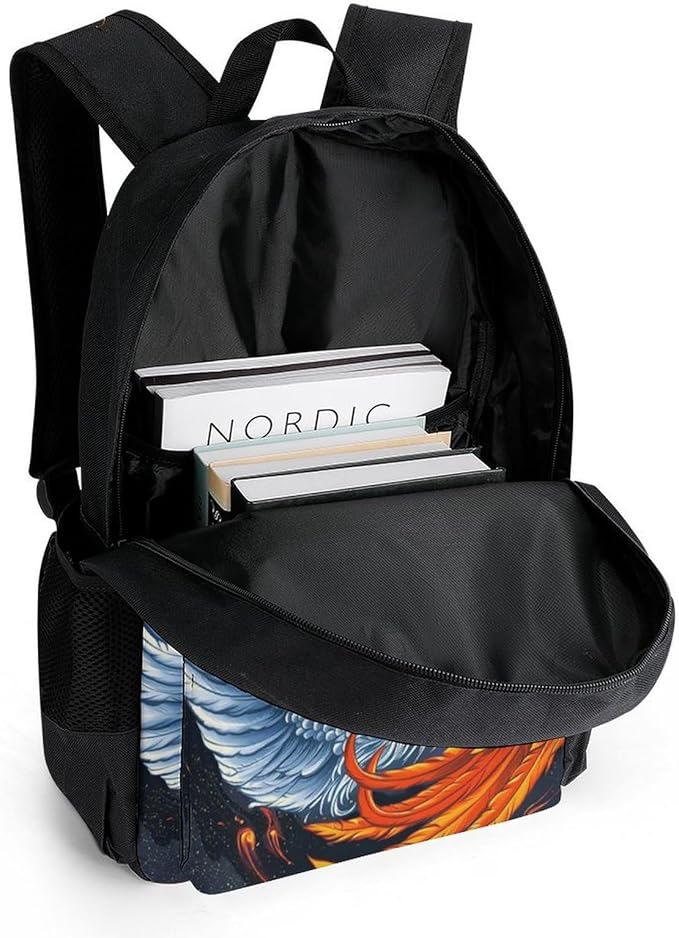 Supdreamc Backpack Lightweight Anti-Theft Multipurpose Ice Water Fire Flame Phoenix Bird Art Shoulder Bag Large Capacity Travel Hiking Backpack With Padded Straps