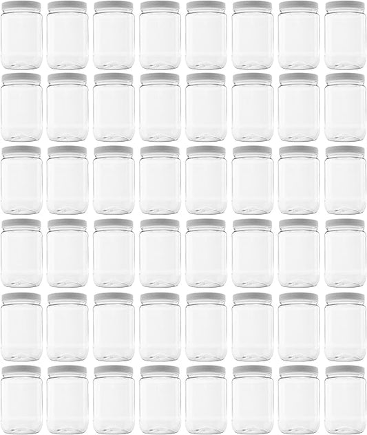48 Pack of 32 Ounce Plastic Quart Jars with 89RM Leak Proof Seal Lid - Food Grade and BPA Free (32oz, 48pk)