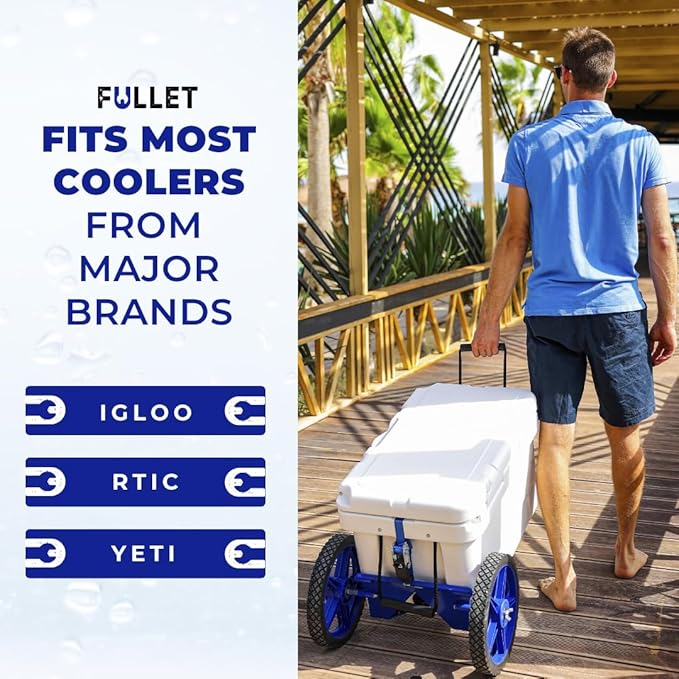 Cooler Wheel Kit for Yeti, RTIC, Igloo and most other brands - Cooler Cart - Easy-to-install Dolly With Wheel Attachment - Durable, Rust-Resistant Powder-Coated Stainless Steel