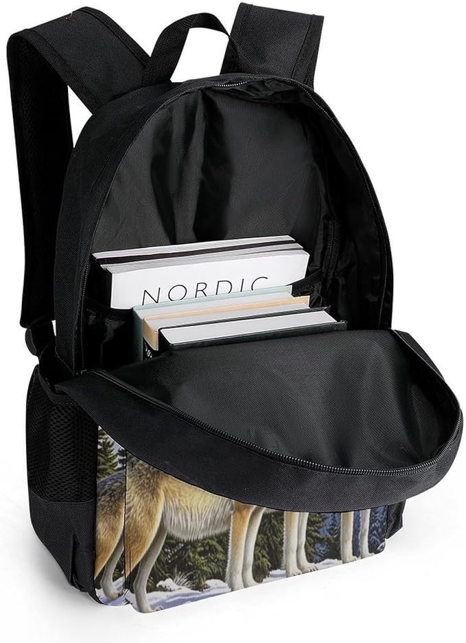Daypack Bookbag Anti-Theft Multipurpose Large Capacity Bookbag, Alaska Dog Family Mountain Travel Hiking Camping Rucksack With Adjustable Shoulder Straps