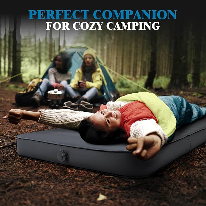 Hikenture 4 INCH Thick Self Inflating Sleeping Pad 9.5 R Value, Comfort Plus Camping Mattress with Pump Sack, Inflatable Foam Insulated Camping Pad, Camping Mat 4-Season
