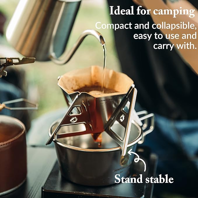 CAMPINGMOON Collapsible Coffee Dripper Pour Over Camping Outdoor 304 Stainless Steel COF-01