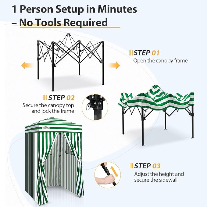EAGLE PEAK Flex Ultra Compact 4x4 Pop-up Canopy, Sun Shelter, Changing Room, Portable Privacy Canopy Cabana for Pool, Fashion Photoshoots, or Camping, Green/White