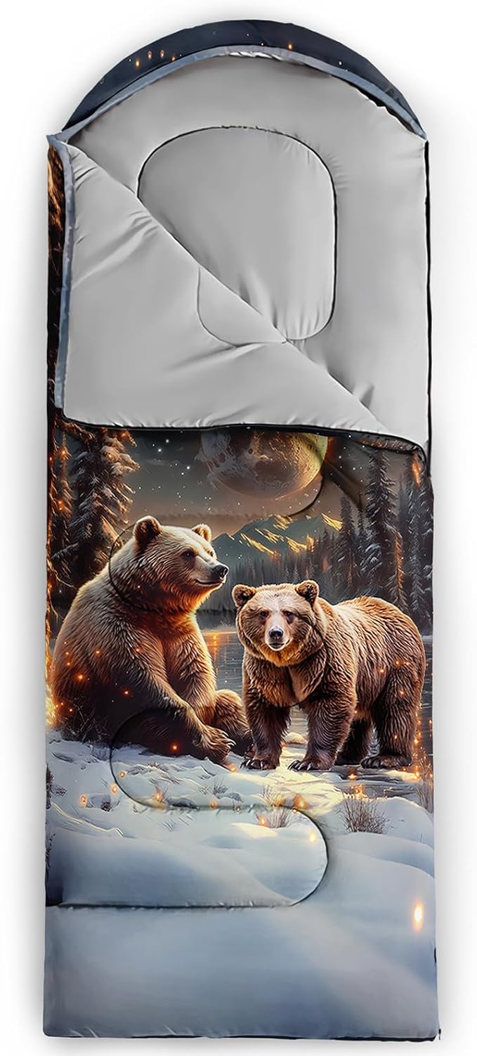 AILONEN Girls Pink Camping Sleeping Bags,Lightweight & Waterproof,3 Season Warm & Cool Weather,Cute Bow Duck Print Sleeping Bags for Kids,Girls,Adults Travelling,Outdoors