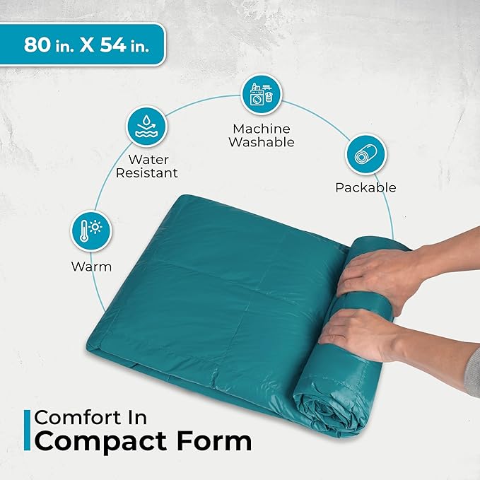 Puffy Blanket for Cold Weather - Down Camping Blanket with Sustainable Insulation, Lightweight & Warm Outdoor Camping Quilt, Water-Resistant, Compact & Packable