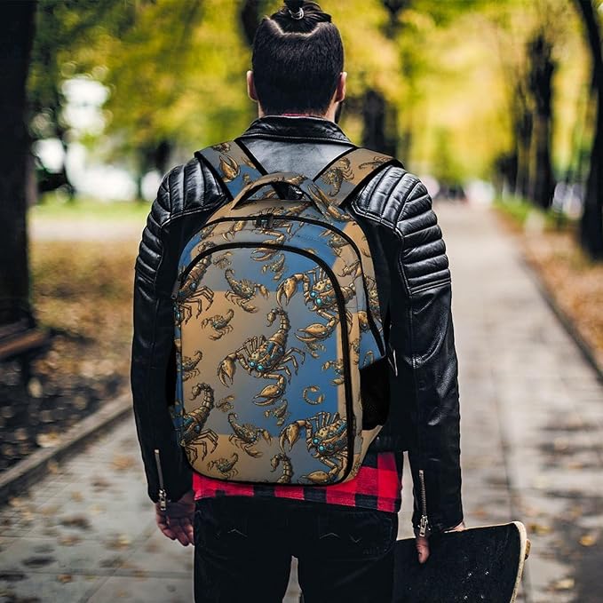 Casual Travel Laptop Backpack Scorpion Animal Pattern, Lightweight Anti Theft Computer Bag with Large Capacity for Men Women College Work