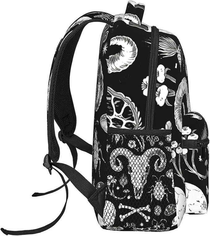 Men Women Polyester Goth Spirit Board Witch Rabbit Black Art Daypack Big Capacity Shoulder Bag With Adjustable Shoulder Straps for Camping Travel Walking Cycling