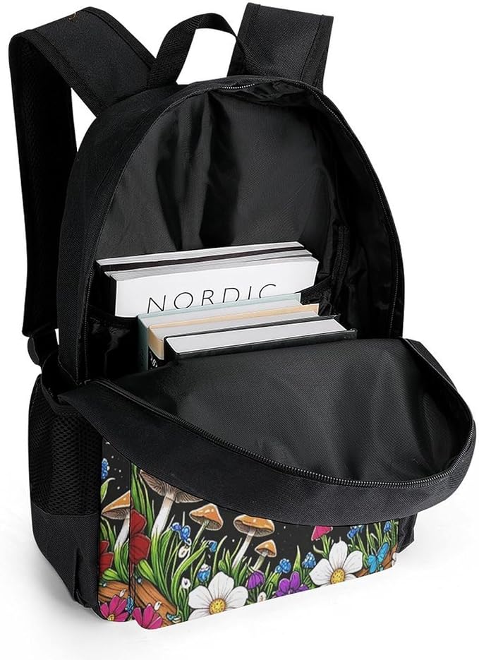 Supdreamc Daypack Backpack Multipurpose Anti-Theft Large Capacity Bookbag, Psychedelic Flower Eye Mushroom Trippy Art Travel Hiking Camping Rucksack With Adjustable Shoulder Straps