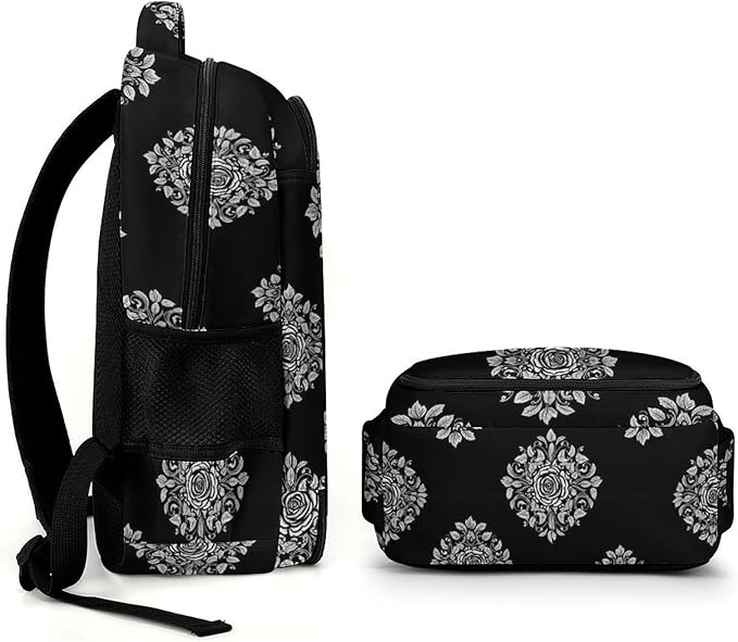 Business Travel Laptop Backpack Black Rose Art, Anti Theft Water Resistant Computer Bag with Compartment for Men Women