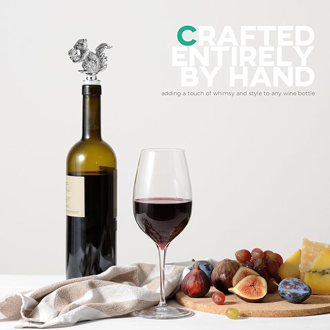 Homestia Squirrel Wine Stopper, Bottle Stopper Wine Saver, Reusable Wine Corks for Beverage, Wine Preserver Wine Saver Keep Wine Fresh, Wedding Favors Gifts for Wine Lovers