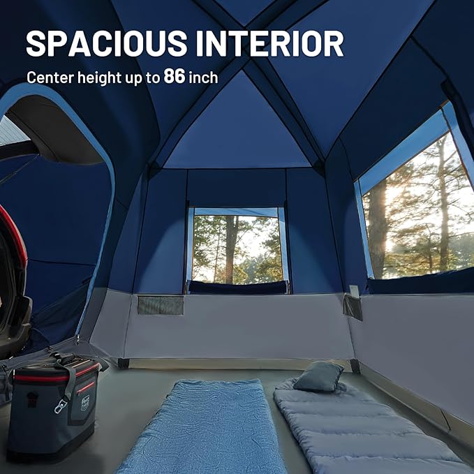 TIMBER RIDGE 5 Person SUV Tent Weather Resistant Portable for Car SUV Van Camping, Includes Rainfly and Storage Bag, 10' W X 8' L X 7.1' H