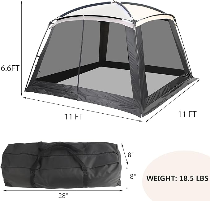 Screen House Room 11x11 Ft Mesh Net Tent Canopy Shelter Gazebo, Easy Setup & Waterproof & Sunshade, Suitable for Camping Trip, Backyard, Beach, Picnic