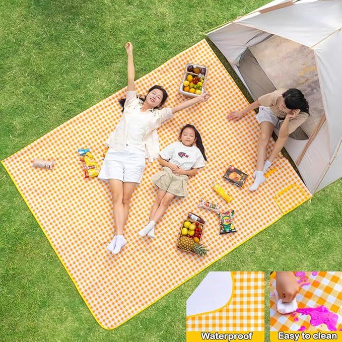 Extra Large 80"x 80" Beach Blanket, Outdoor Picnic Blankets, Waterproof Sandproof Portable Blankets, Foldable and Lightweight for Spring Summer Camping, Beach, Park