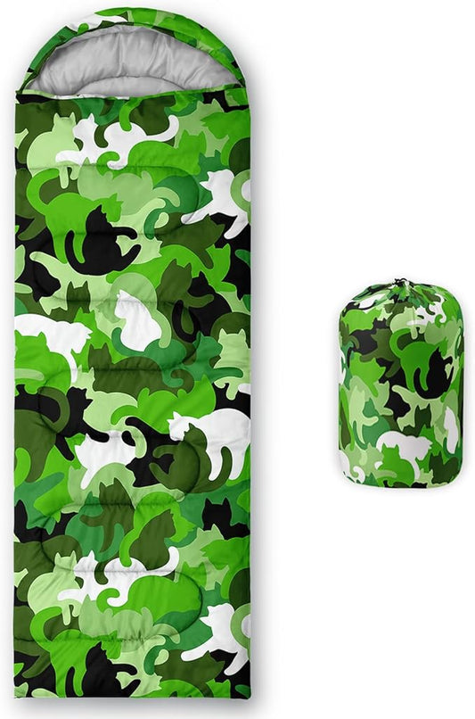 AILONEN Girls Pink Camping Sleeping Bags,Lightweight & Waterproof,3 Season Warm & Cool Weather,Cute Bow Duck Print Sleeping Bags for Kids,Girls,Adults Travelling,Outdoors