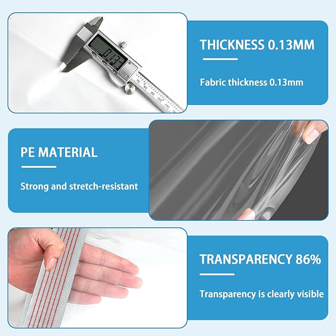 Clear Waterproof Tarp with Grommets 4x8ft,Heavy Duty Clear Vinyl Plastic Tarps for Winter Outdoor,Transparent Tarpaulin PVC Tarps Covering for Patio Henhouse Porch Canopy Plant Camping