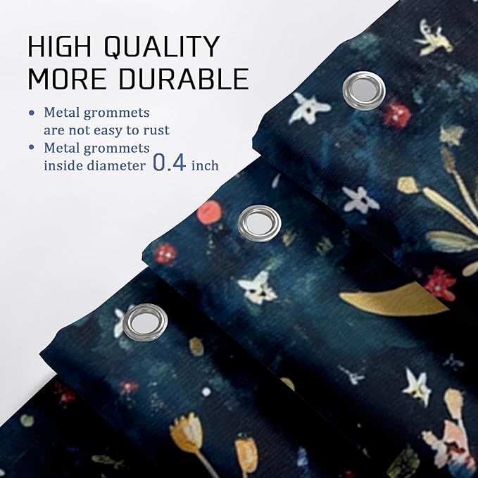 Bohemian Cats Shower Curtain, Colorful Floral Camping Tent Shower Curtain for Bathroom Décor, Summer Nature Inspired Waterproof Fabric Curtain Set with Hooks 72x72 Inch