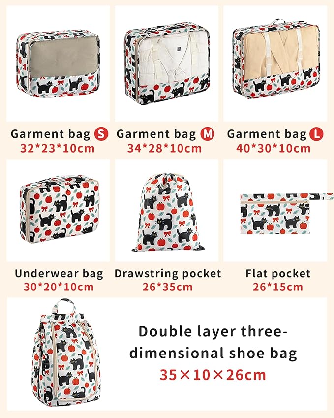 Packing Cubes for Travel 7 Set Luggage Organizer Bags for Family Mesh Breathable Travel Packing Organizers Durable Travel Essentials Suitcases Organizer Bags Set (Forest Plants)