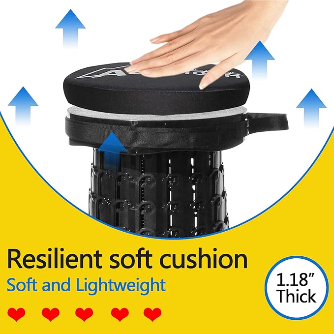 Thick Seat Cushion for 19.7" Telescopic Stools (Exclude Stool), D 11.8"(30cm) Chair Pads with Soft Foam and Three Pegs Fit in Round Collapsible Folding Stools (Cushion Only)