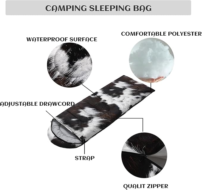 Sleeping Bags for Adults and Kids，3D Printing Camping Sleeping Bag for Girls Boys Lightweight Waterproof Cold/Warm 3-Season，Outdoor Travel with Compression Bags