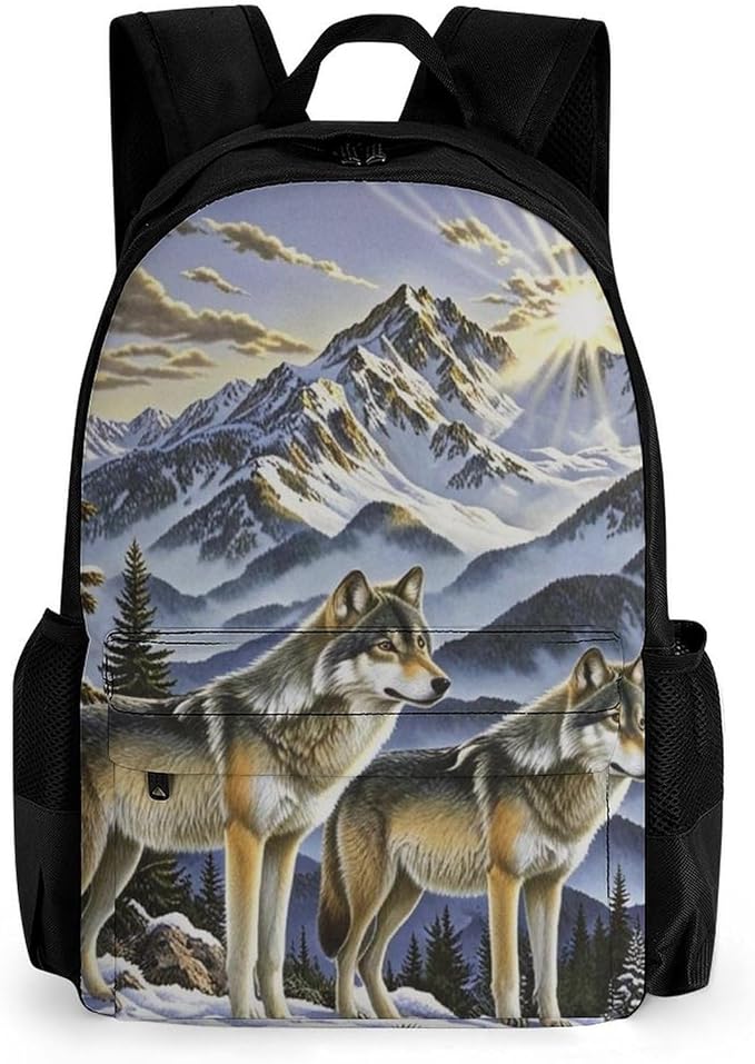 Daypack Bookbag Multipurpose Anti-Theft Big Capacity Carry On Bag, Alaska Dog Family Mountain Travel Hiking Camping Rucksack With Padded Straps