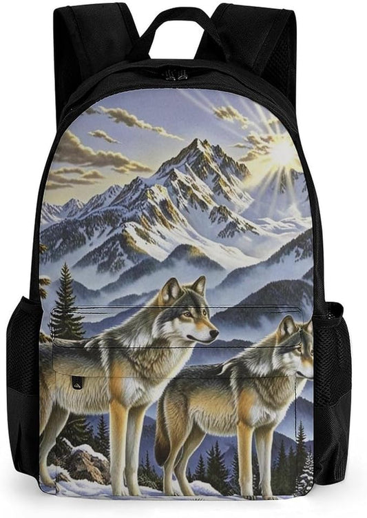 Daypack Bookbag Multipurpose Anti-Theft Big Capacity Carry On Bag, Alaska Dog Family Mountain Travel Hiking Camping Rucksack With Padded Straps