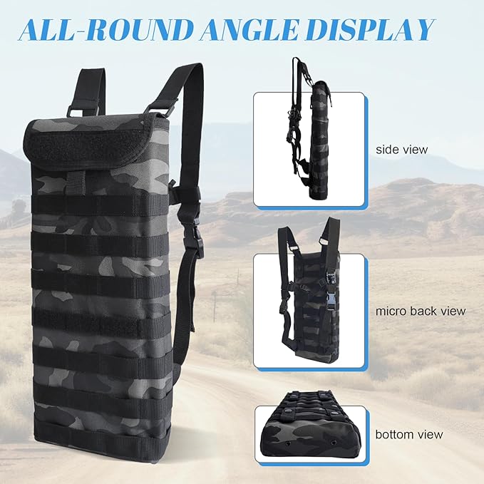 Tactical MOLLE Hydration Pack Carrier Backpack with 3L Water Bladder