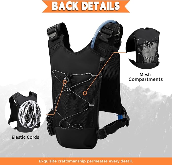 Outdoor Hydration Vest for Running & Hiking, Lightweight Breathable Water Backpack with 2.0L Bladder, Bounce-Free Chest Pack for Marathon, Cycling, Trekking for Men and Women
