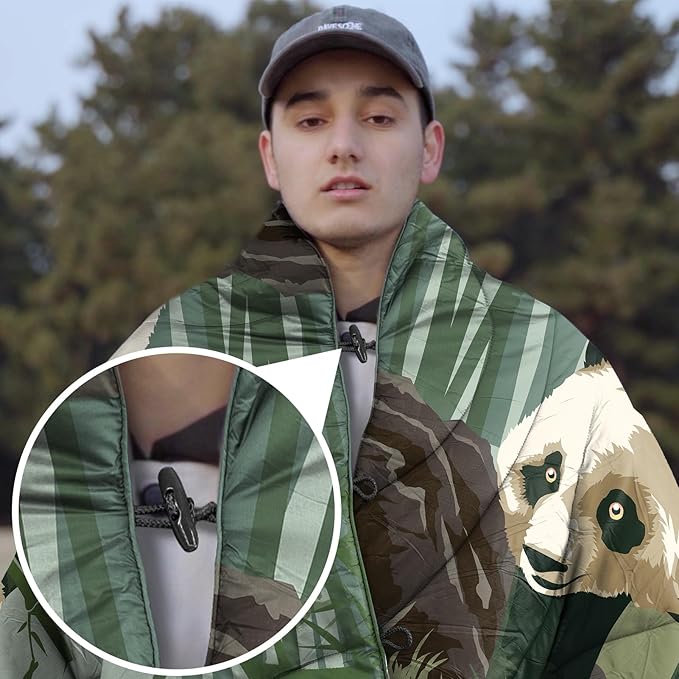 Camping Blanket Puffy - Outdoor Stadium Blanket Wearable, Lightweight, Packable, Machine Washable Camping Quilt for Traveling, Picnic, Beach, Party